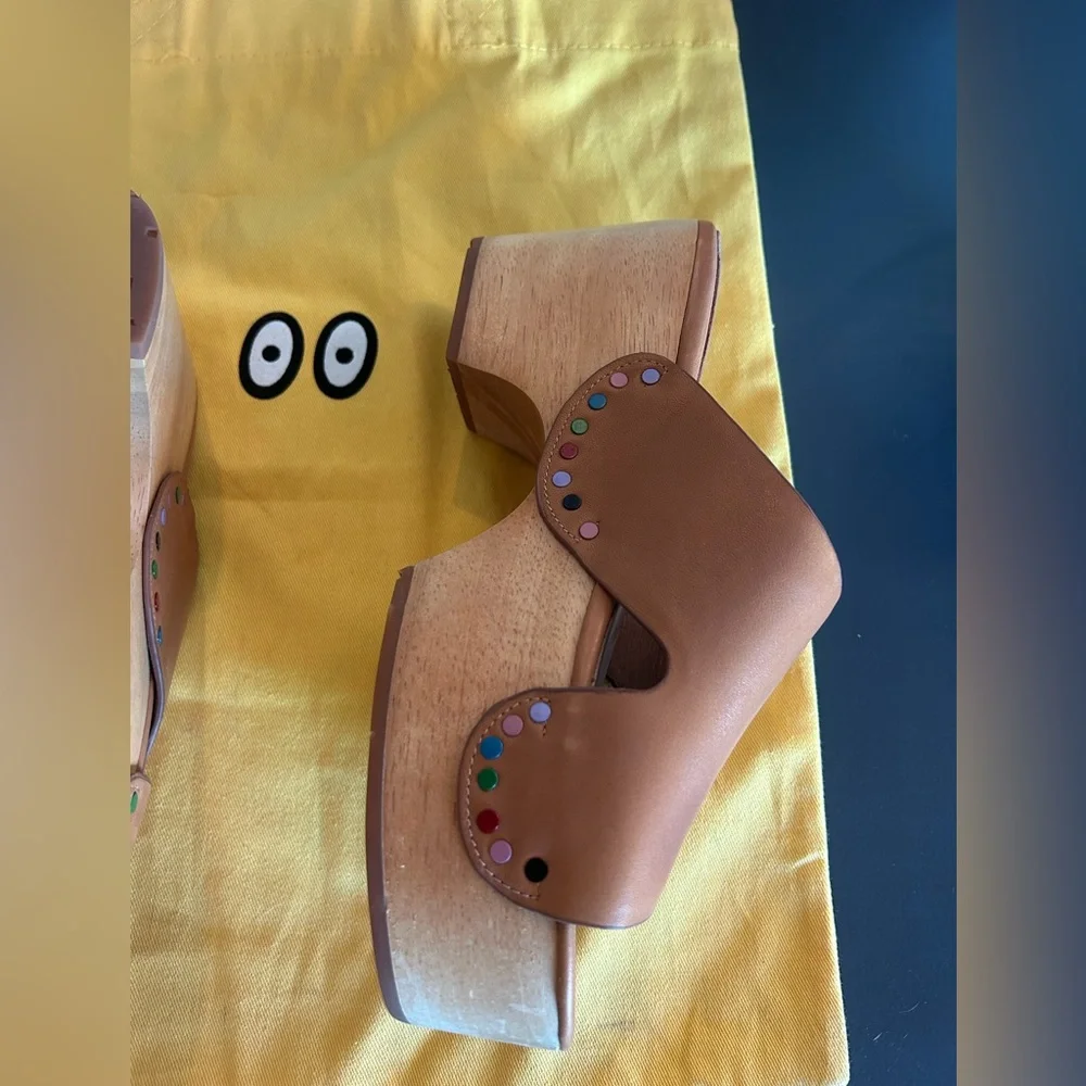 Charlotte Stone Tan Clog style Sandals - Picture 2 of 9